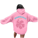 Women's Fleece Hooded Flower Embroidered Sweatshirt