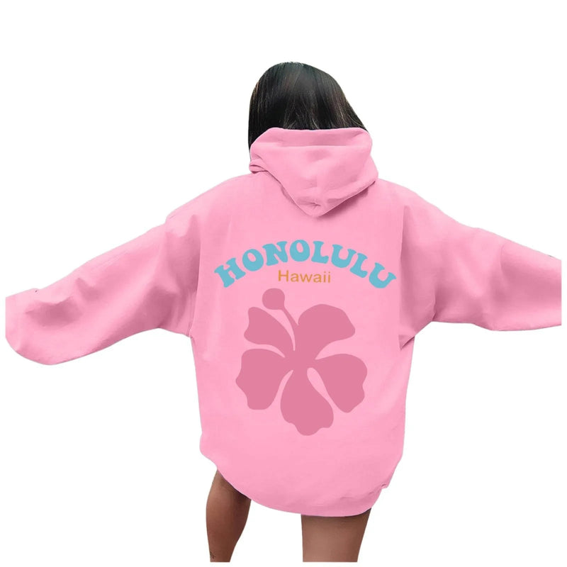 Women's Fleece Hooded Flower Embroidered Sweatshirt
