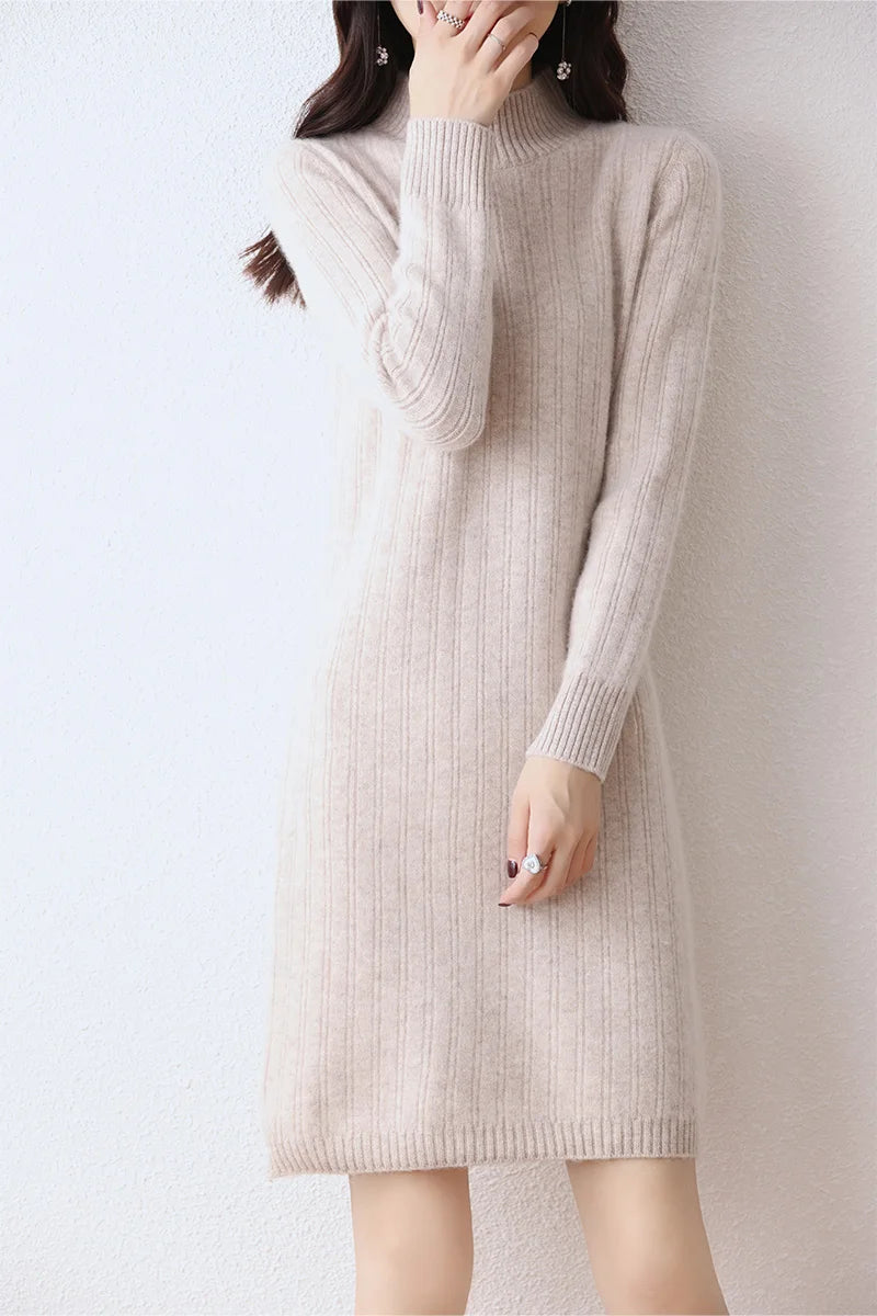 Autumn women's round neck thick dress