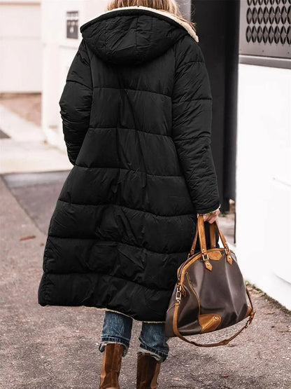 Ladies winter hooded quilted coat