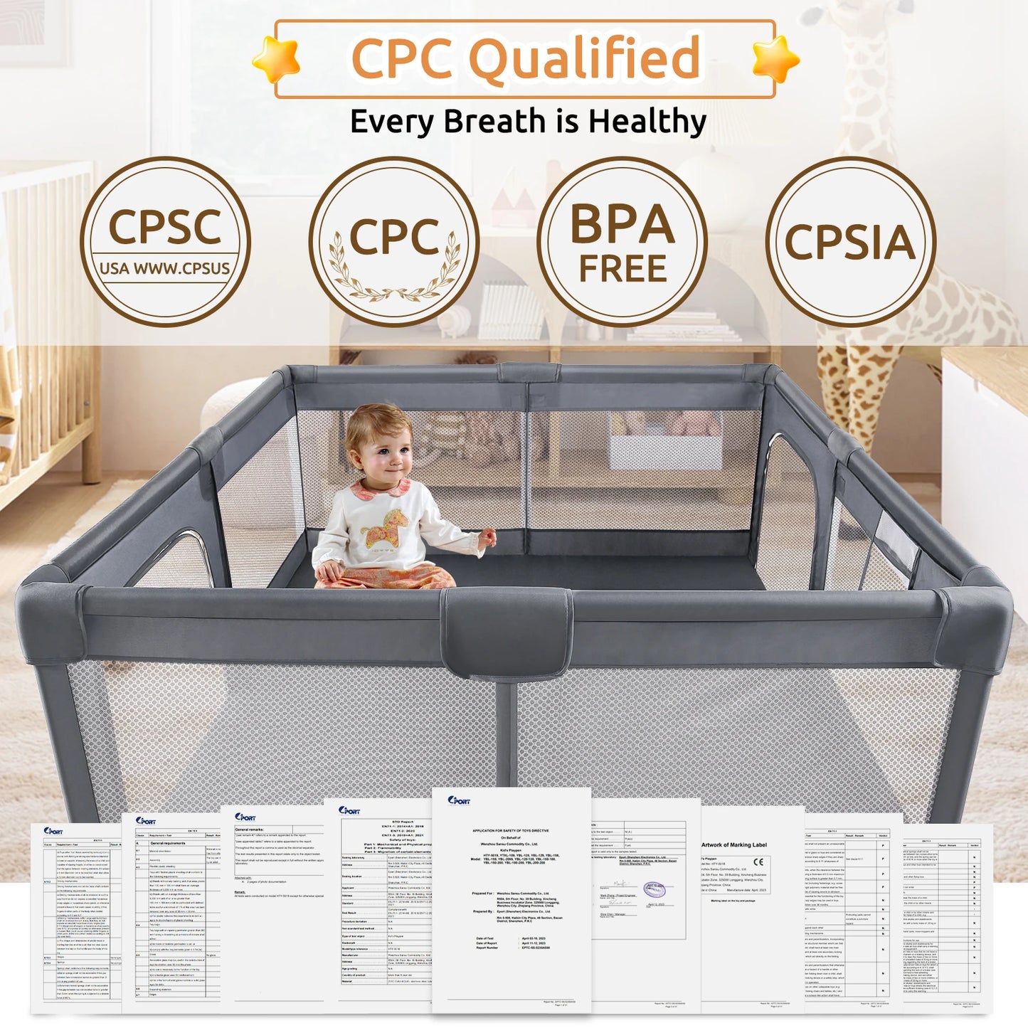 Breathable mesh kid’s fence with anti-collision foam