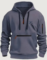 Zipper Design Solid Color Hoodie Top