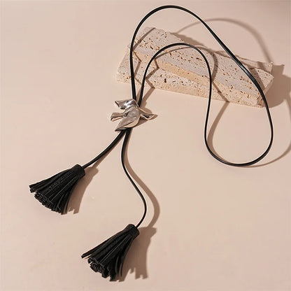 PU Leather Chain Metal Peace Dove Necklace