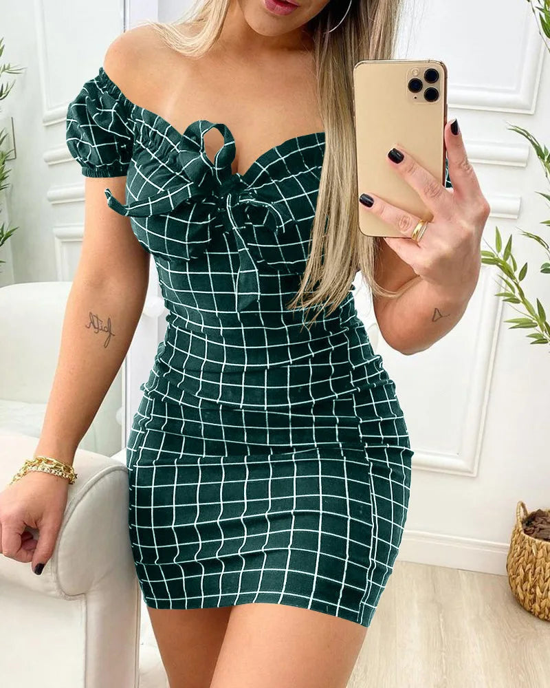 Summer Grid Print Summer dress