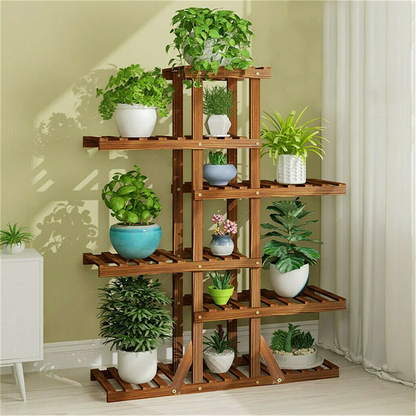 Wood plant stand corner shelf flower rack
