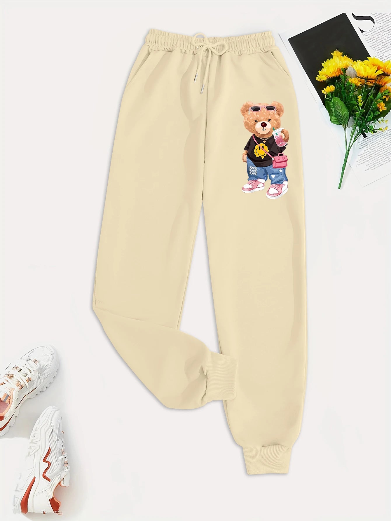 Loose fashion drawstring pockets sweatpants