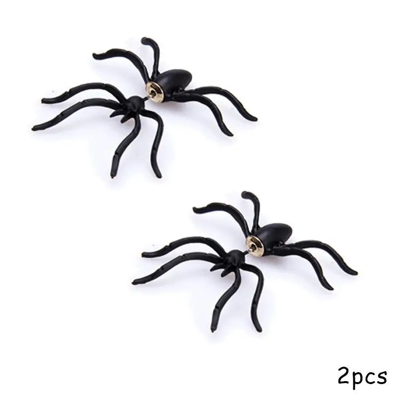 3D Horror Personality Black Spider Halloween Earrings