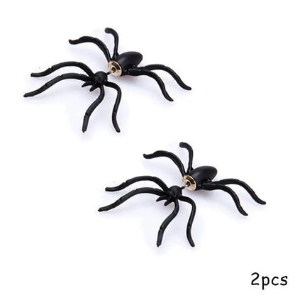 3D Horror Personality Black Spider Halloween Earrings