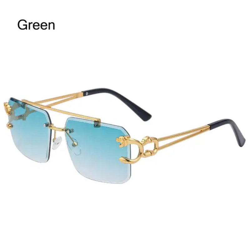 Retro Cheetah Decoration Rimless Sunglasses