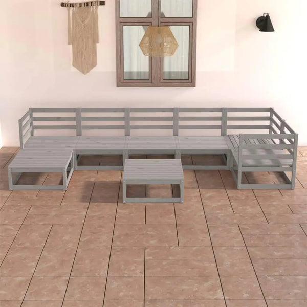 8-Piece Solid Pinewood Garden Lounge Set