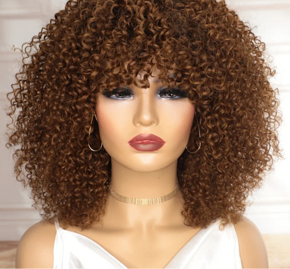 Short human hair afro kinky curly wig