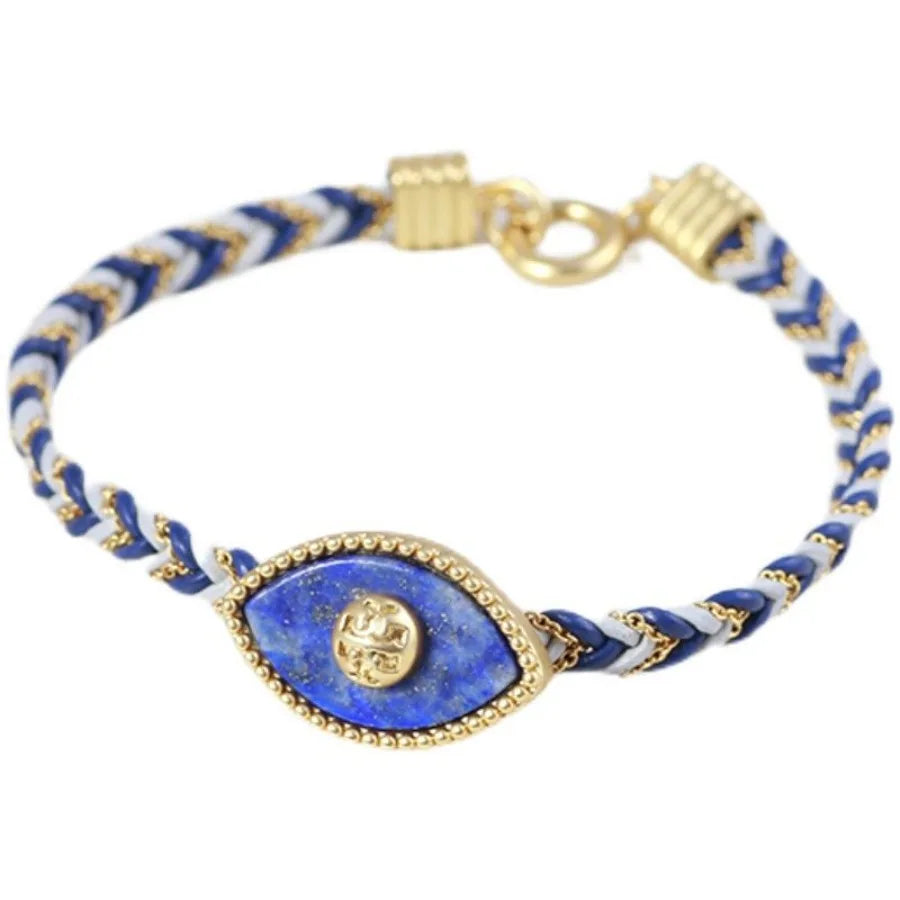 Inlaid Stone Pendant Colorful Braided Bracelet