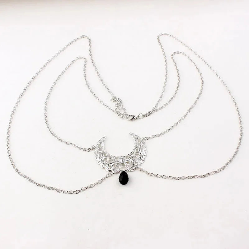 Gothic Hollow Moon Head Chain