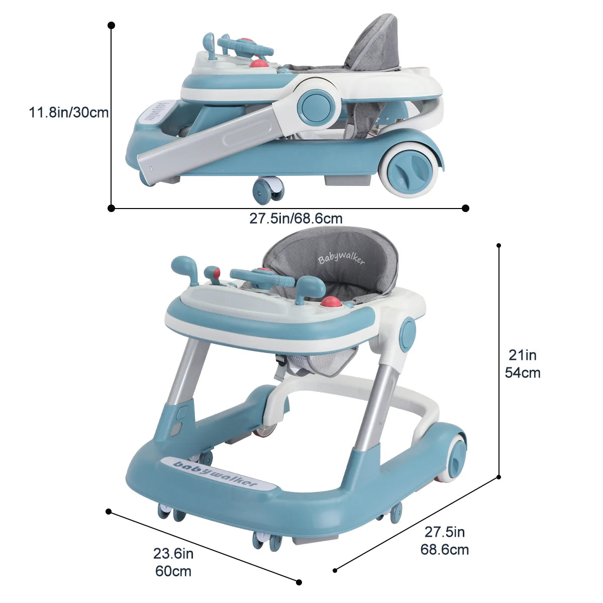 Foldable baby activity walker