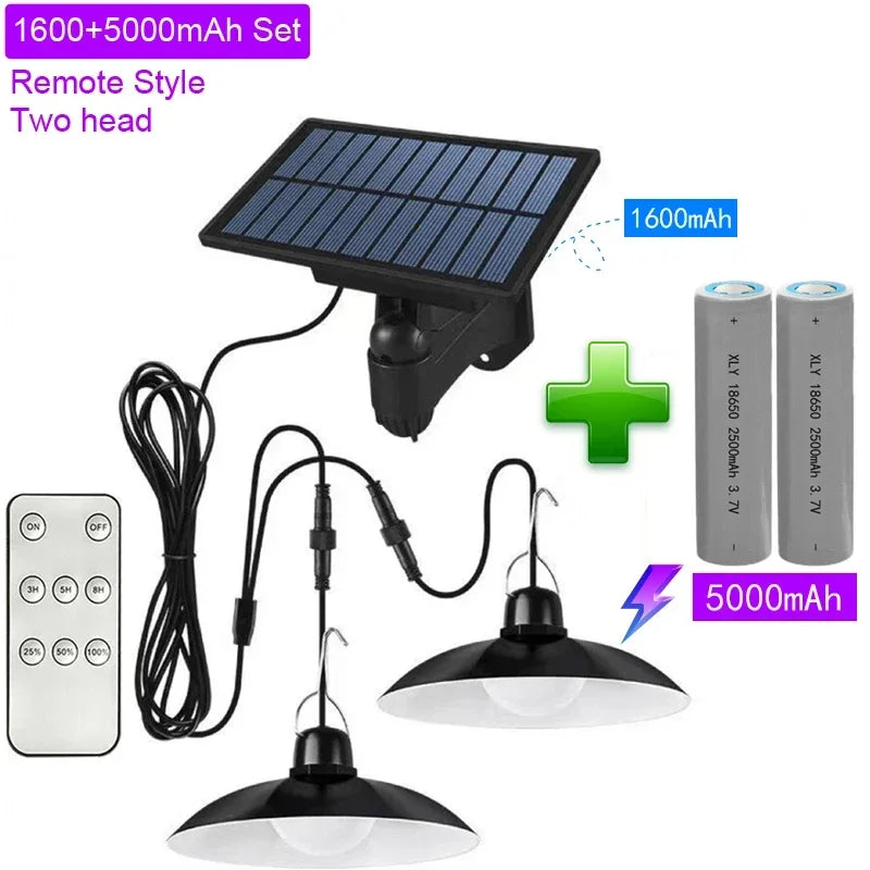 Solar pendant light with remote control