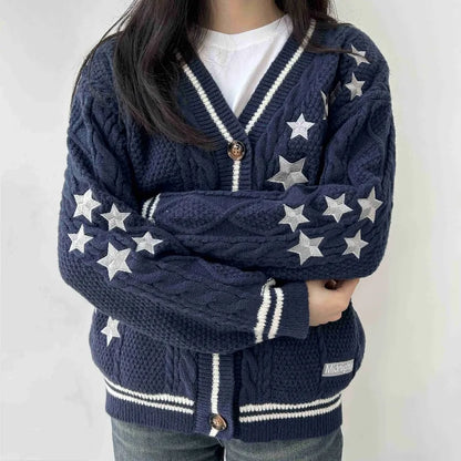 Midnight cardigan v-neck knitted sweater