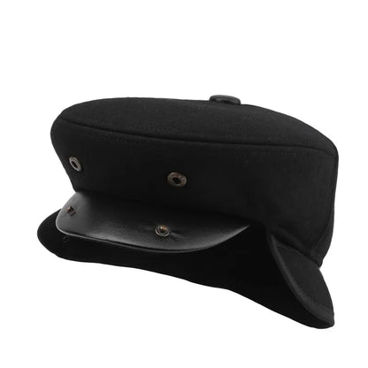 5 panels beret hat with ear flaps