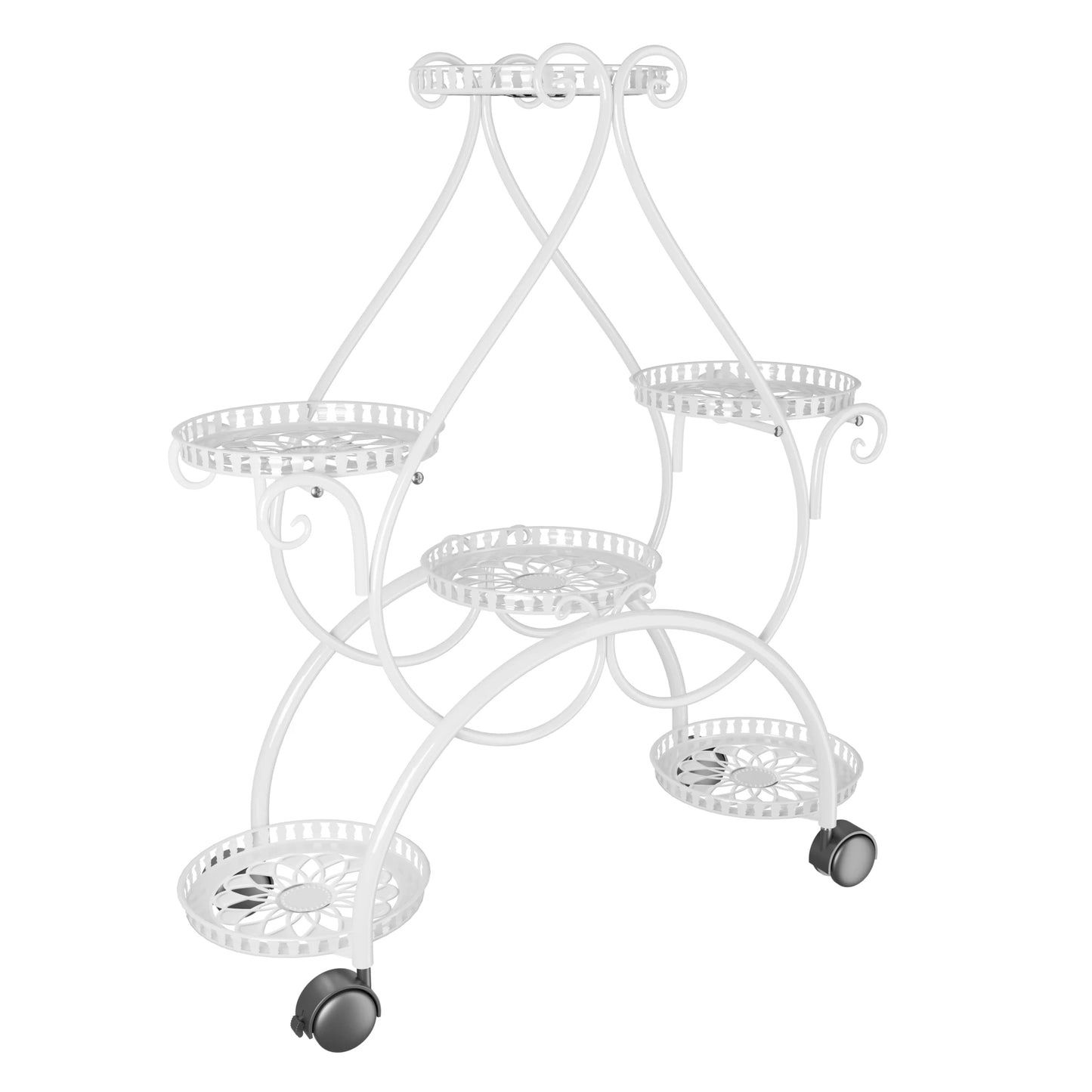 Indoor outdoor tall plant rack with rolling wheels