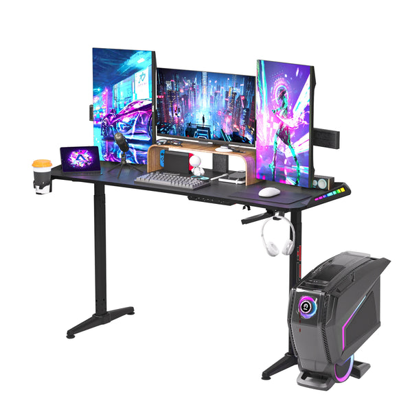 Height Adjustable Computer Desk with RGB LED Lights