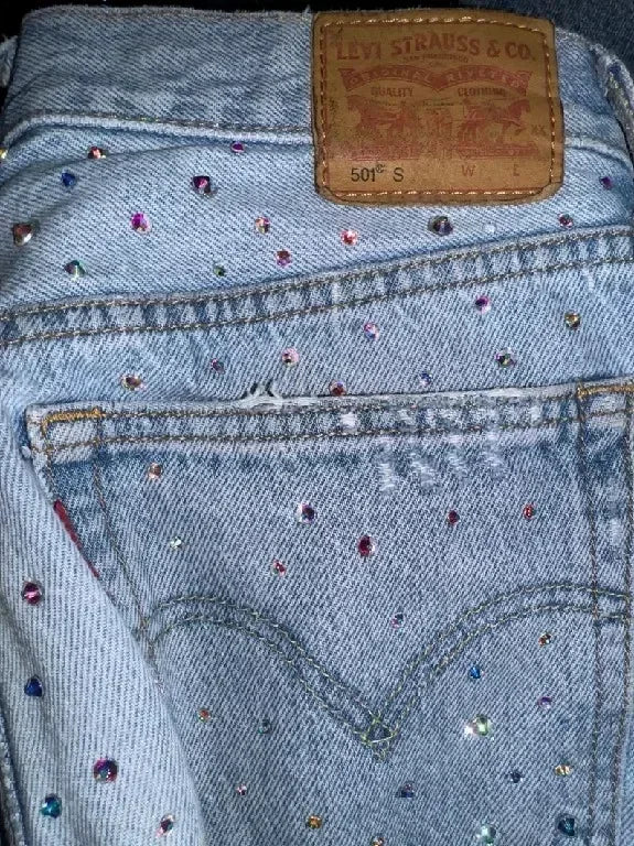 Sequins rhinestone retro fashion jeans