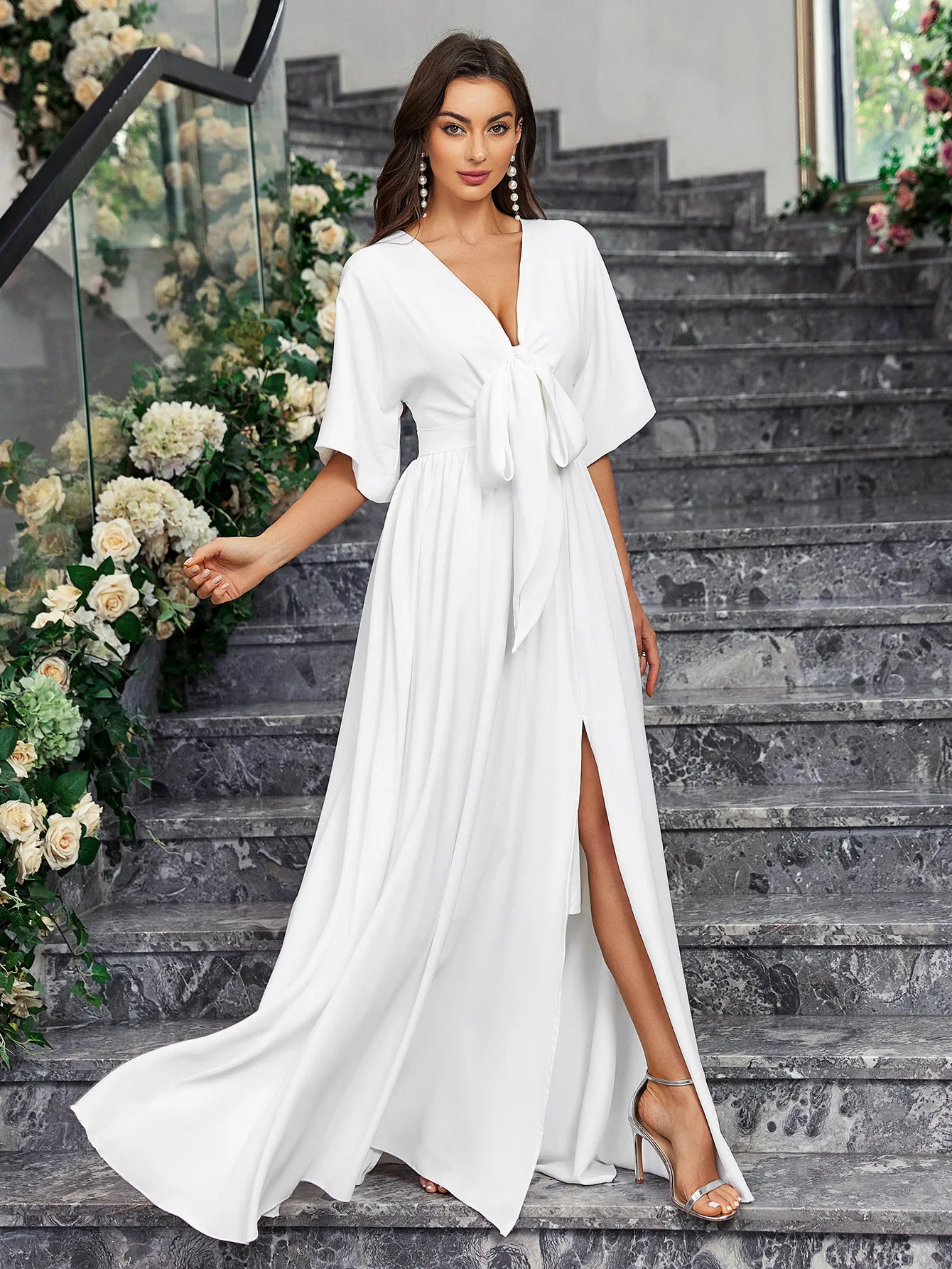 Long brush drag women's elegant bridal gown