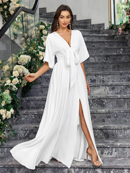 Long brush drag women's elegant bridal gown