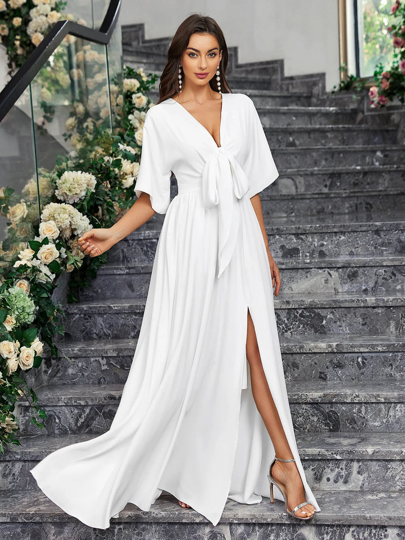 Long Brush Drag Women's Elegant Bridal Gown