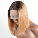 Gold Blonde Short Straight Bob Human Hair Wig