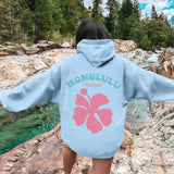 Women's Fleece Hooded Flower Embroidered Sweatshirt