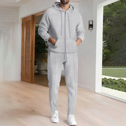 Men's plain waffle long sleeve pants suit