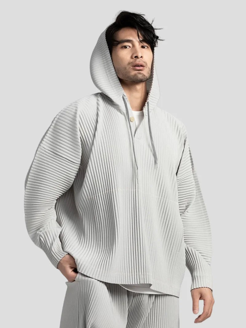 Breathable Loose Drawstring Pleated Hoodies