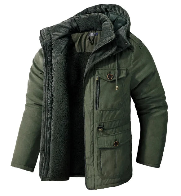 Lamb wool hooded cotton jacket