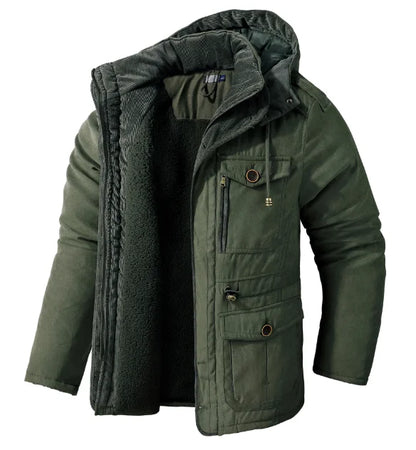 Lamb wool hooded cotton jacket