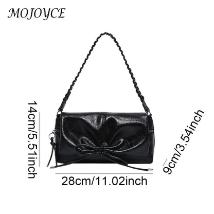 Bowknot pu leather flap handbag