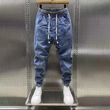 Elastic Waist Trendy Cropped Slim Fit Jeans