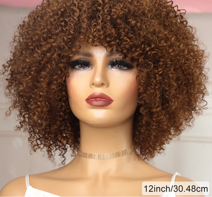 Short human hair afro kinky curly wig
