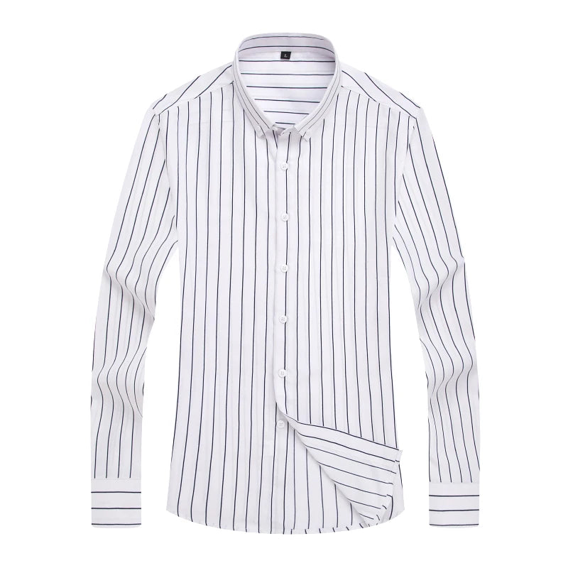 Men's Striped Casual Long Sleeve Slim Fit Shirt