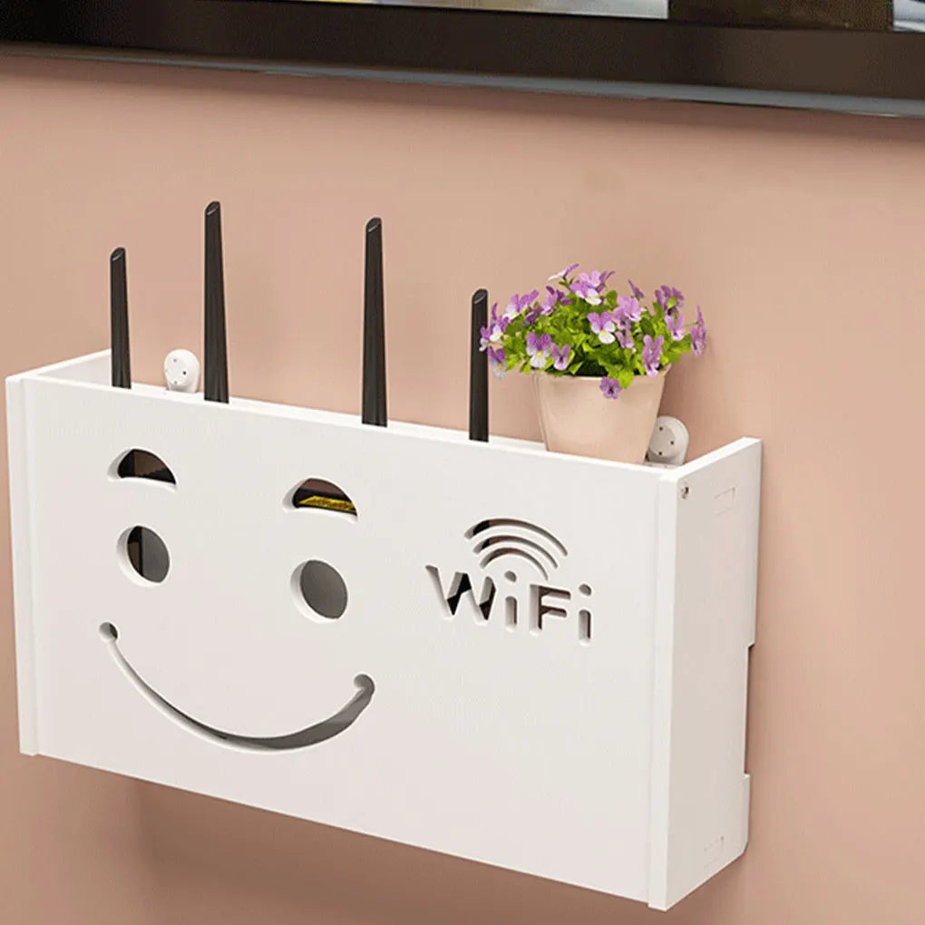 Wall mounted wireless router rack