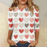 Heart Print Long Sleeve Top For Women