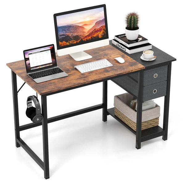 Modern Home Office Desk with 2 Drawers