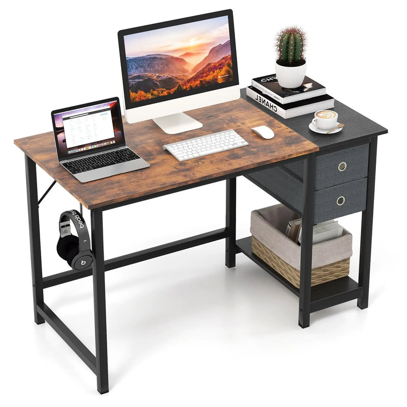Modern Home Office Desk with 2 Drawers