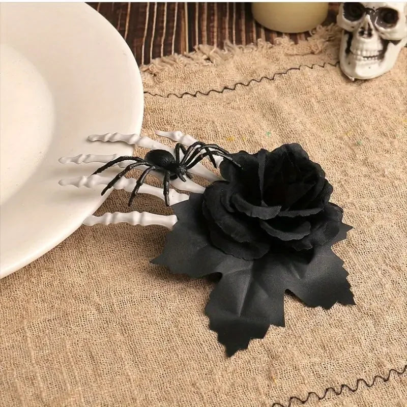 Halloween Black Rose Hairpin