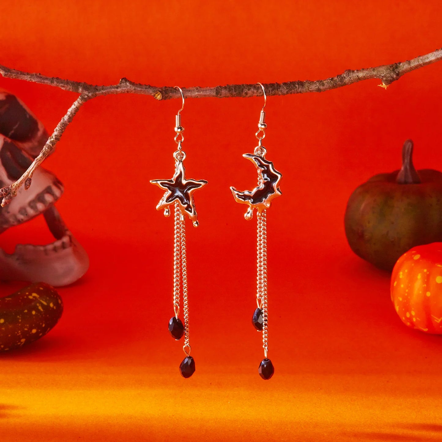 Gothic Vampire Bat Halloween Pendant Earring
