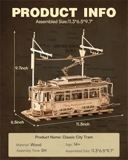 3d wooden puzzle gear drive tram