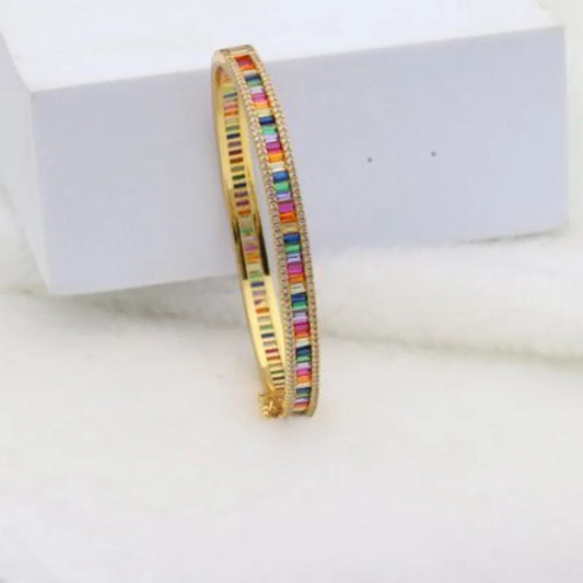 14K Gold Color Zircon Rainbow Bracelet