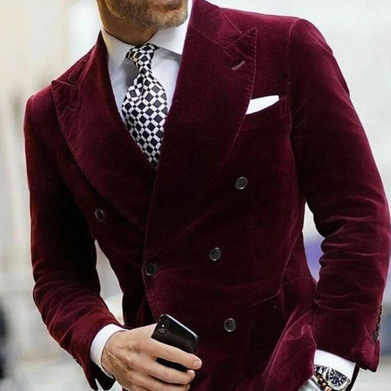 Men's velvet double breasted blazer