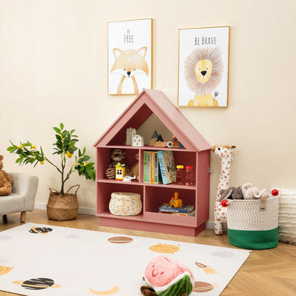 Bookshelf wooden 5-cubby kid's dollhouse toy