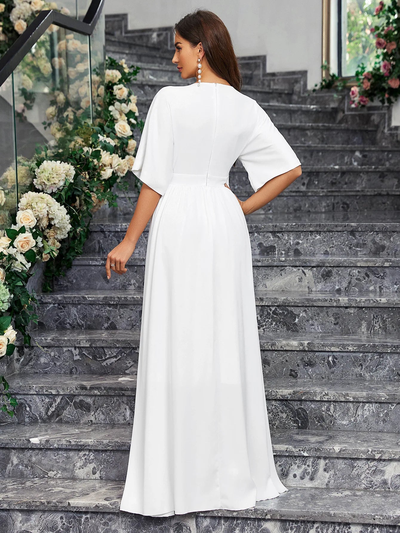 Long brush drag women's elegant bridal gown