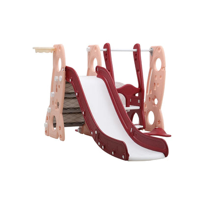 Kids swing and slide set with basketball hoop