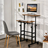 2-Tier Adjustable Computer Desk on Wheels